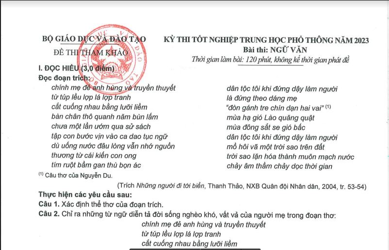 Công Bố Đề Tham Khảo 15 Môn Của Kỳ Thi Tốt Nghiệp Trung Học Phổ Thông Năm 2023