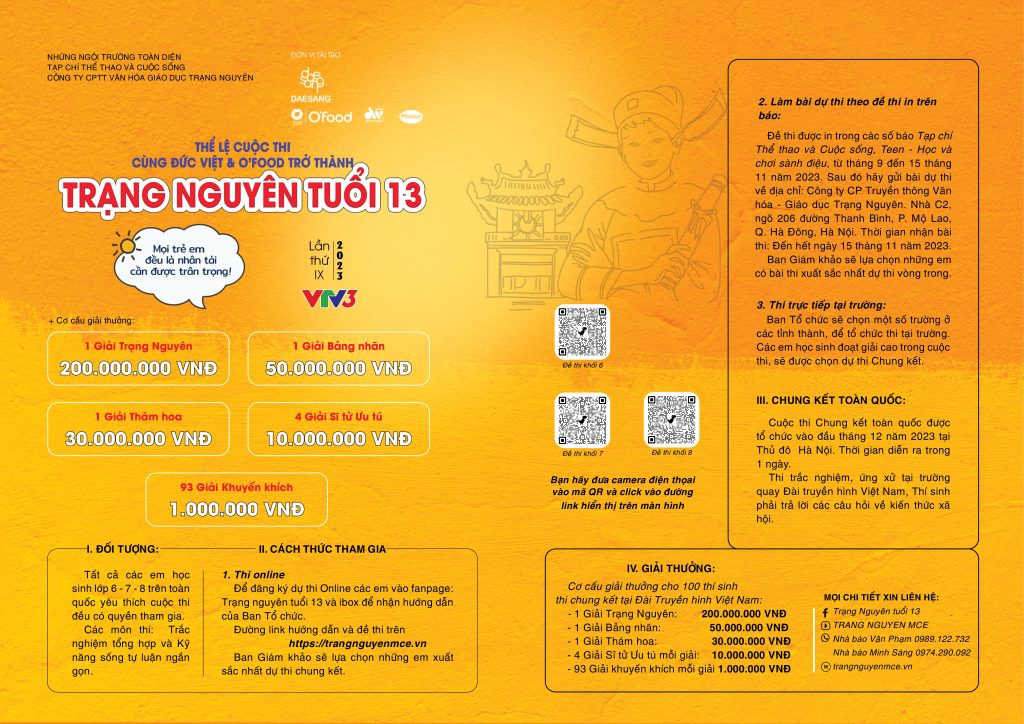 Hướng Dẫn Thi Online Trạng Nguyên Tuổi 13 Năm 2023