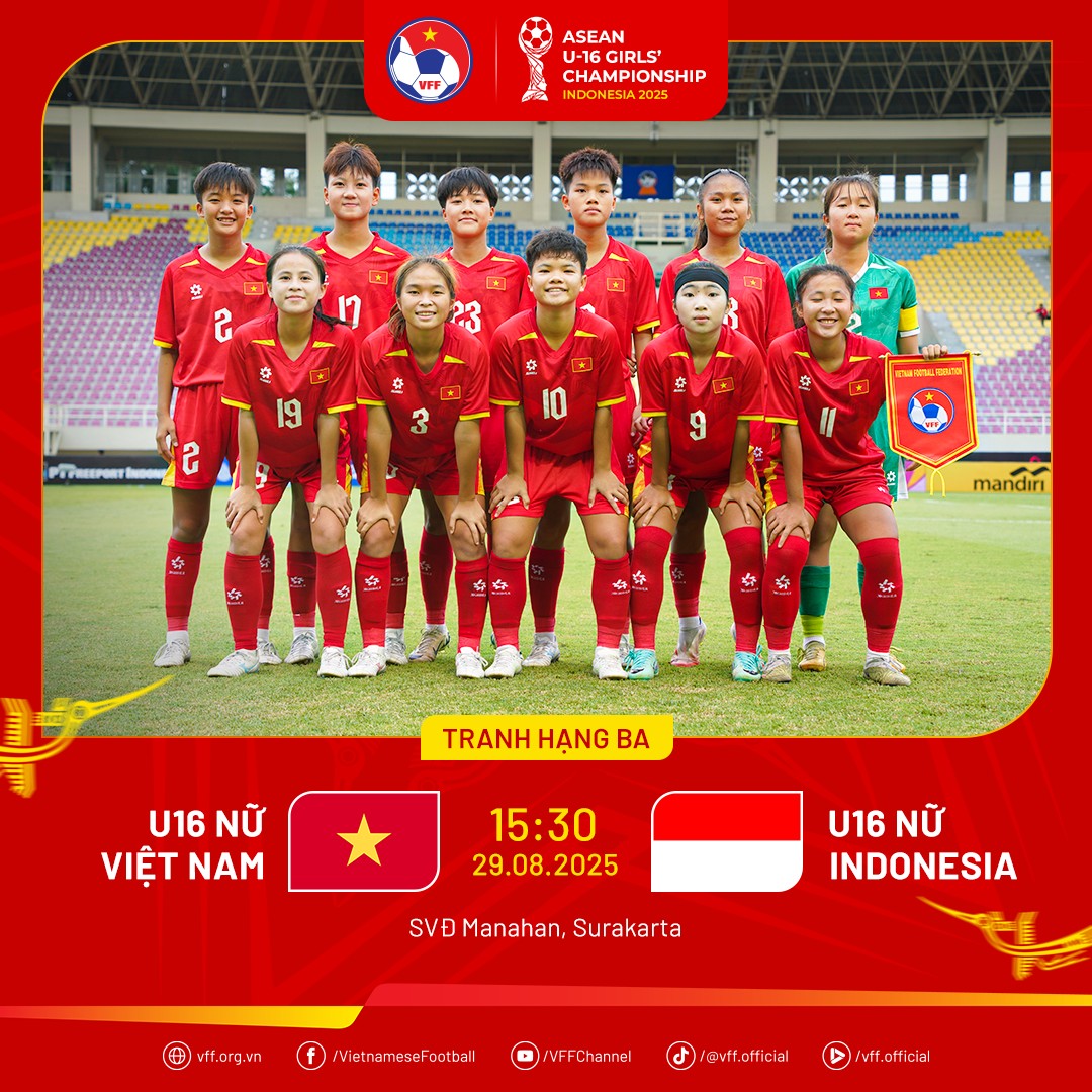 Tranh hạng ba U16 nữ Đông Nam Á: Việt Nam quyết tâm trước chủ nhà Indonesia