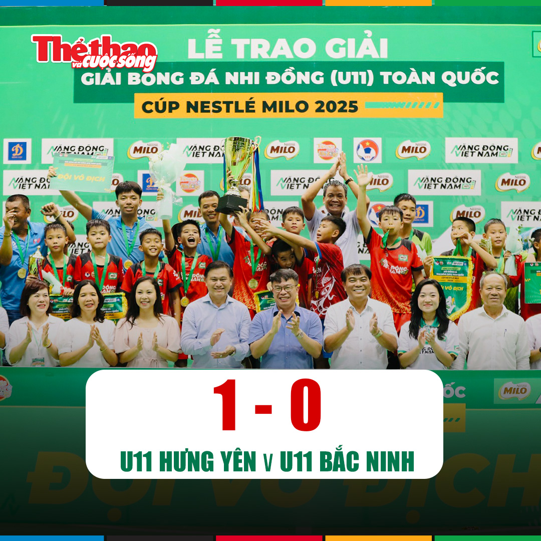 U11 Hưng Yên lên ngôi vô địch bằng bàn thắng duy nhất của Quốc Việt