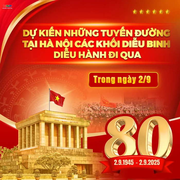 Lộ trình diễu binh, diễu hành Quốc khánh 2/9 tại Hà Nội