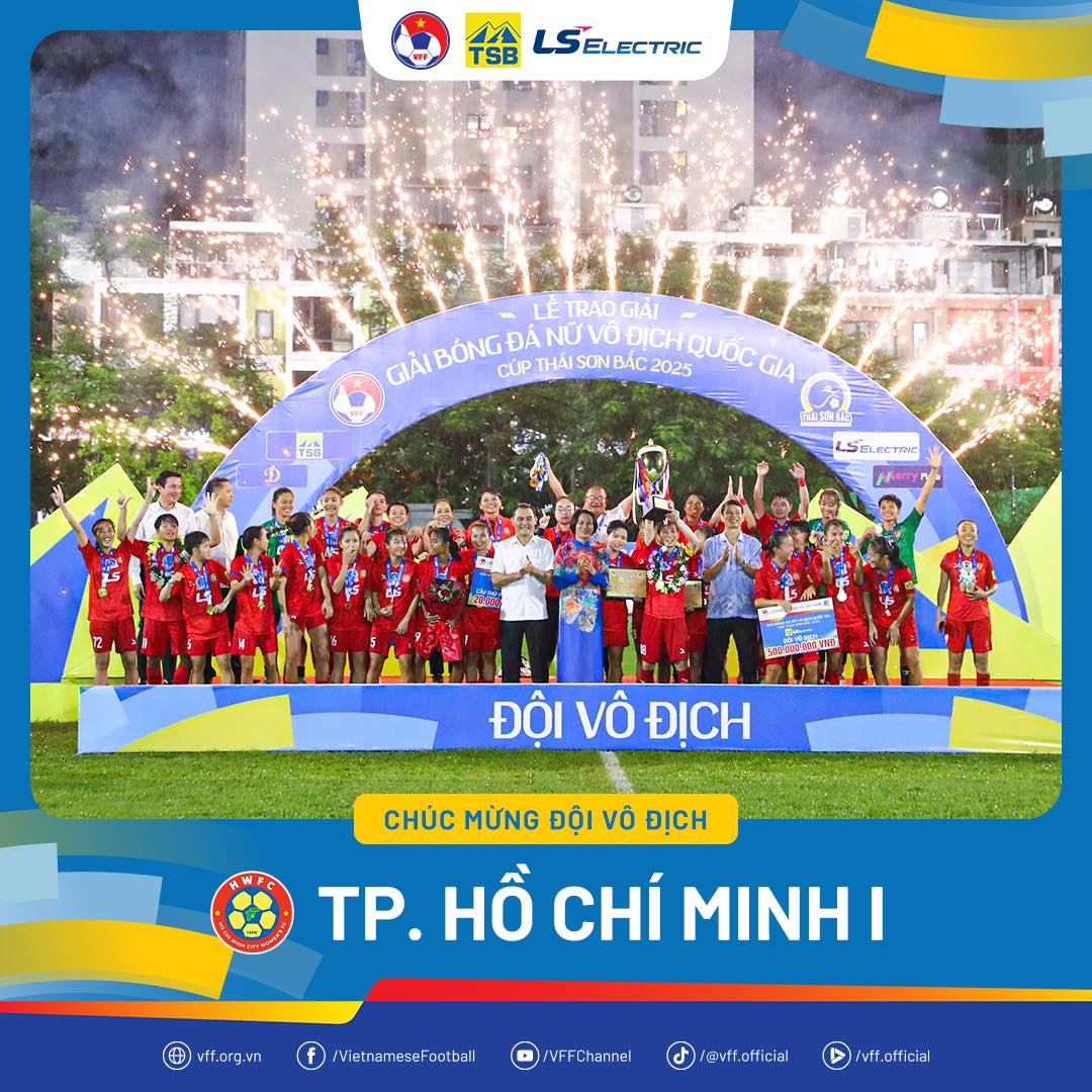 TP.HCM I hòa Hà Nội, lần thứ 12 liên tiếp vô địch giải nữ VĐQG – Cúp Thái Sơn Bắc 2025