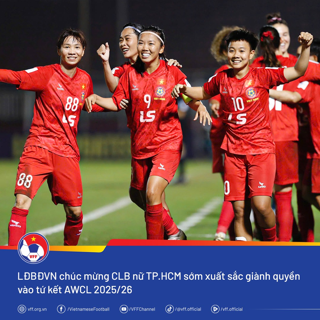 CLB nữ TP.HCM được thưởng 300 triệu đồng sau khi sớm vào tứ kết AWCL 2025/26