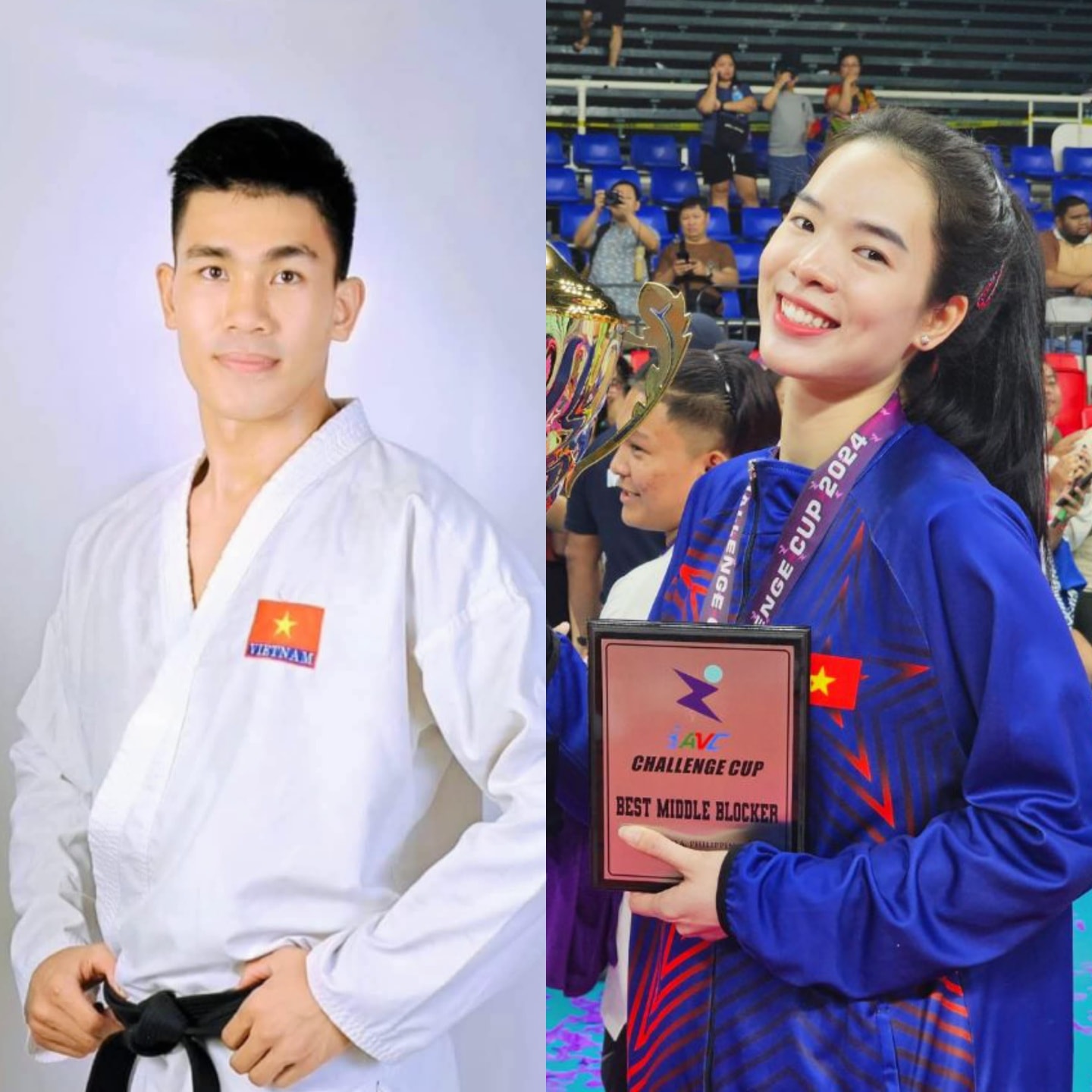 Lê Minh Thuận và Lê Thanh Thúy cầm cờ cho Việt Nam tại SEA Games 33