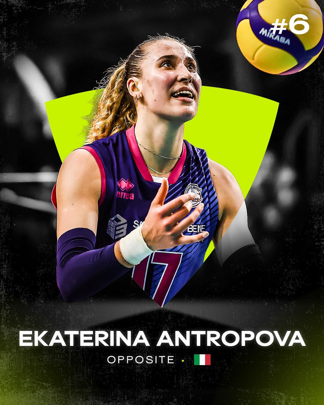 Ekaterina Antropova xếp hạng 6 trong Top 10 VĐV xuất sắc nhất năm 2025 của FIVB