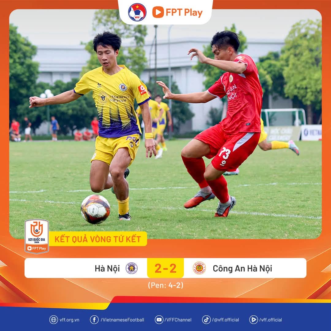 Hà Nội và Thể Công Viettel ghi tên vào bán kết U21 Quốc gia 2026 sau những màn so tài giàu kịch tính