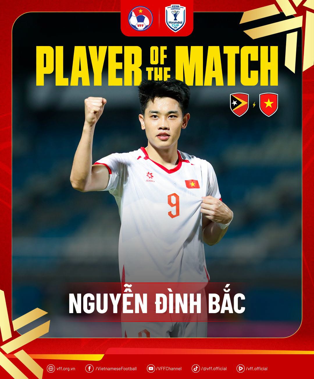 Nguyễn Đình Bắc rực sáng với hat-trick đầu tiên, giành danh hiệu Cầu thủ xuất sắc nhất trận