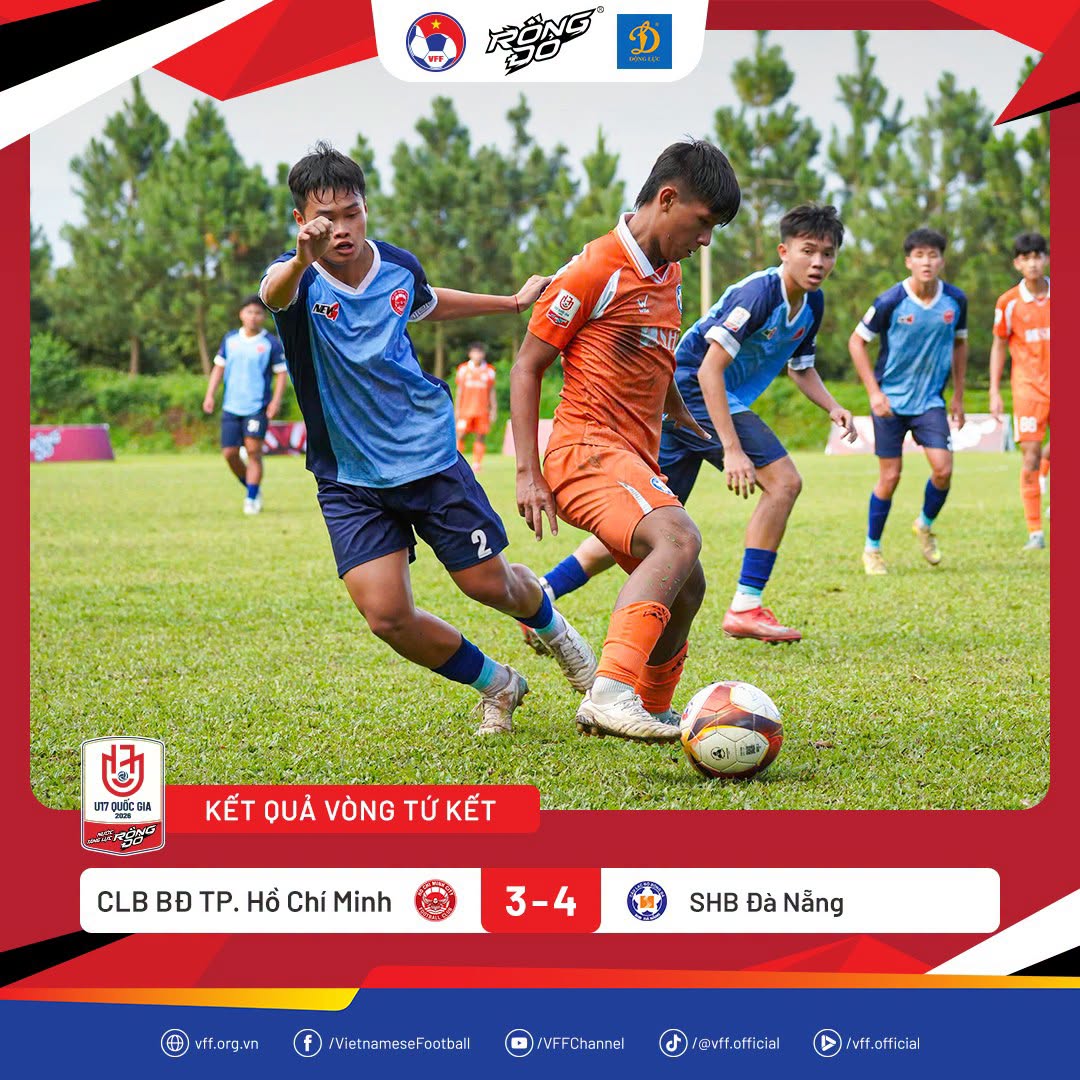 U17 quốc gia 2026: SHB Đà Nẵng và Huế ghi tên vào bán kết sau những màn so tài nghẹt thở