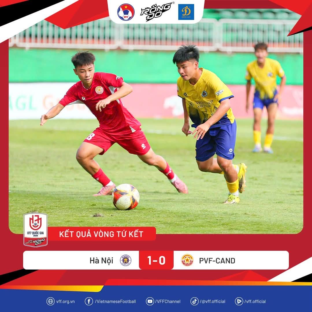 U17 Quốc gia – Cúp Rồng Đỏ 2026: Lộ diện 4 đội mạnh nhất, vòng bán kết hứa hẹn bùng nổ