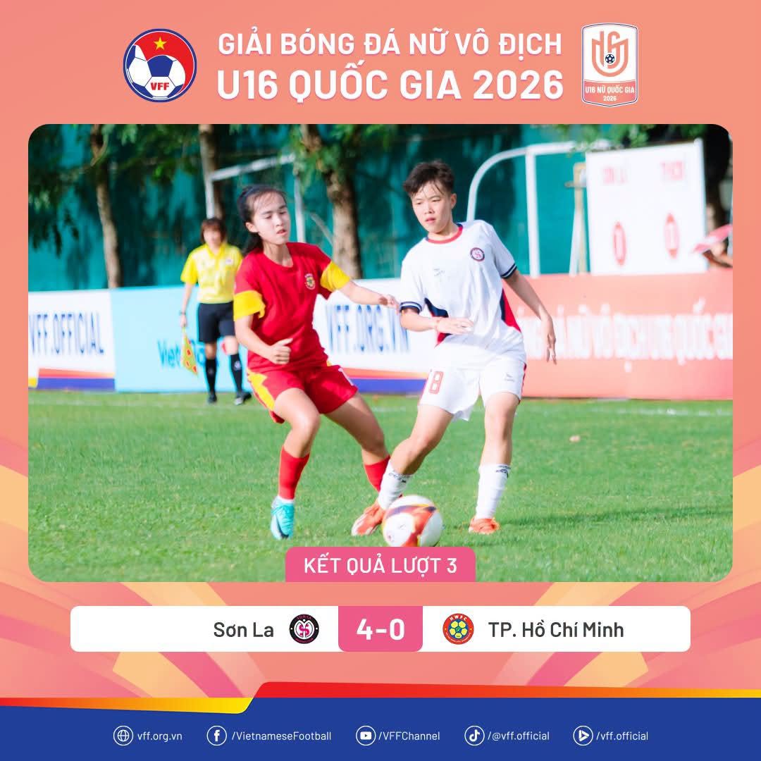Sơn La bùng nổ sức mạnh, thắng thuyết phục TP.HCM để mở tài khoản tại U16 nữ Quốc gia 2026