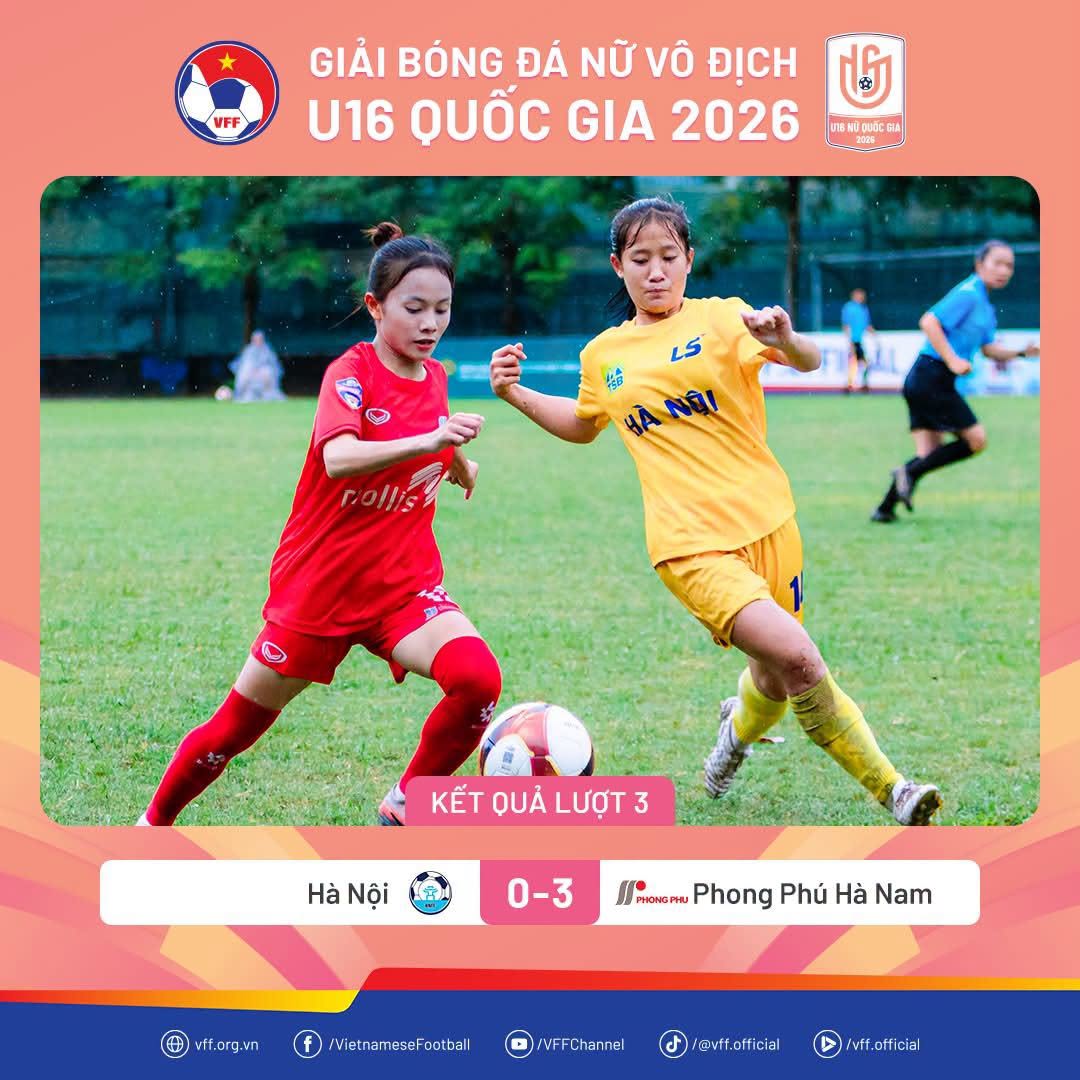 Phong Phú Hà Nam thắng đậm Hà Nội, khẳng định vị thế ứng viên vô địch U16 nữ Quốc gia 2026