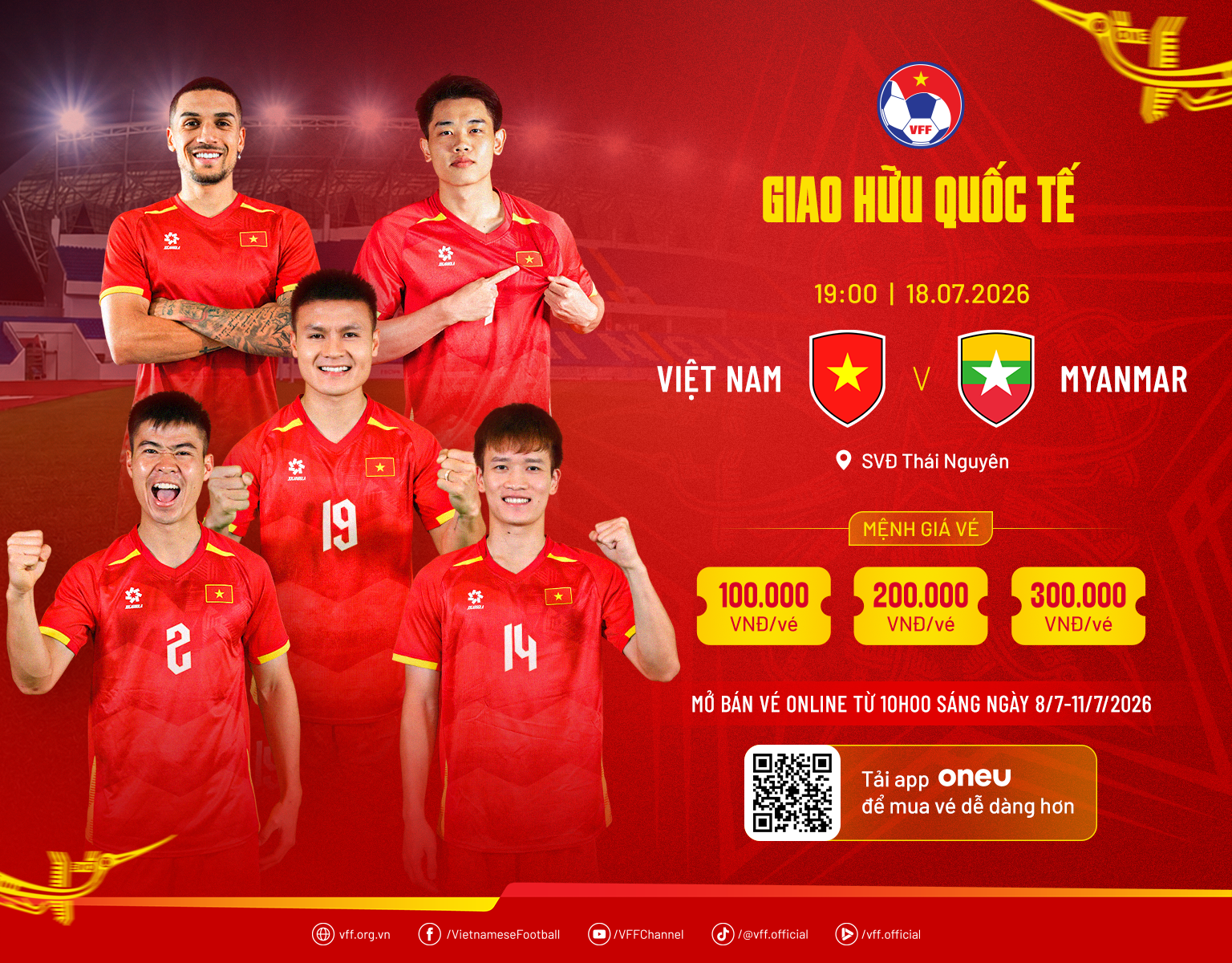 Lịch bán vé Việt Nam – Myanmar 2026: Người hâm mộ có thể đặt vé trực tuyến từ ngày 8/7