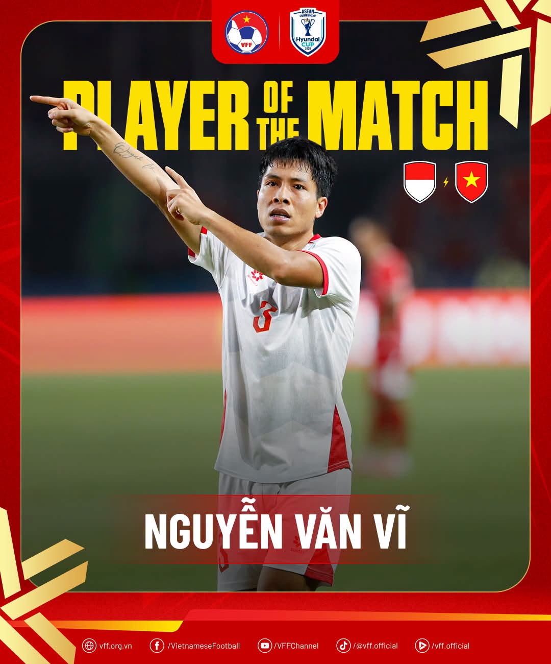 Văn Vĩ tỏa sáng, giành danh hiệu Cầu thủ xuất sắc nhất trận đấu của đội tuyển Việt Nam