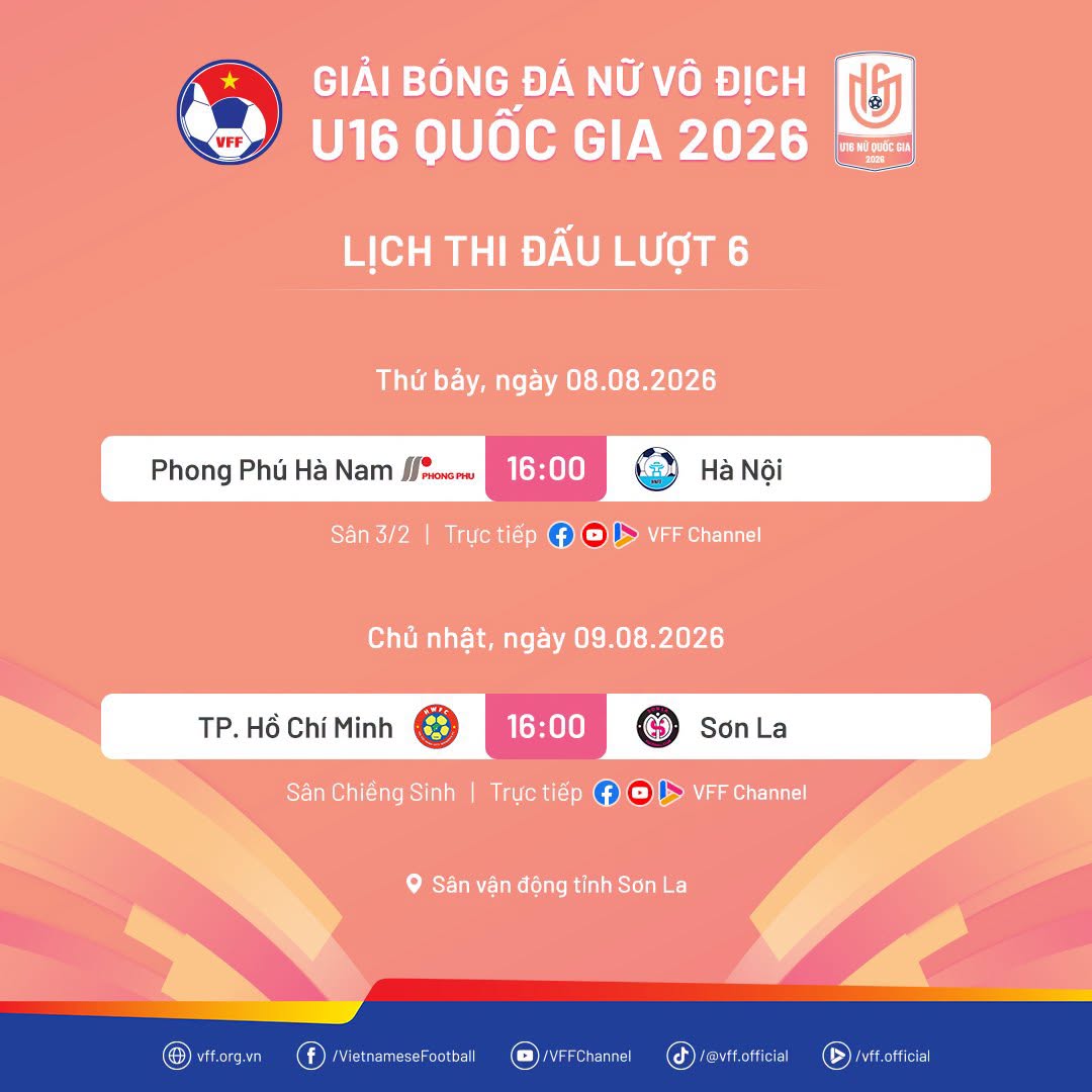 Lượt đấu cuối Giải bóng đá nữ U16 Quốc gia 2026: Cuộc đua vô địch bước vào giờ quyết định