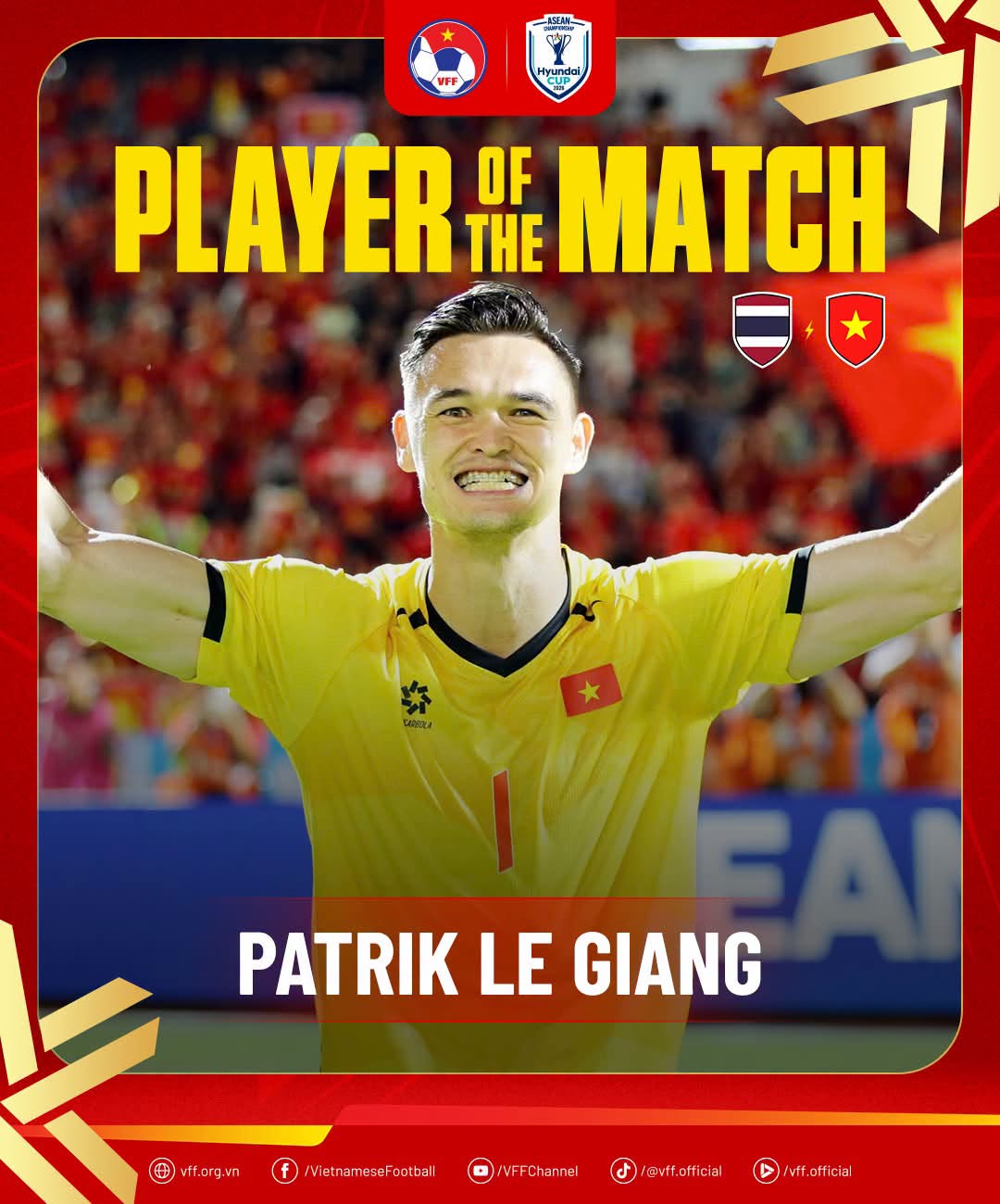 Le Giang Patrik – điểm tựa vững vàng trong chiến thắng trước Thái Lan