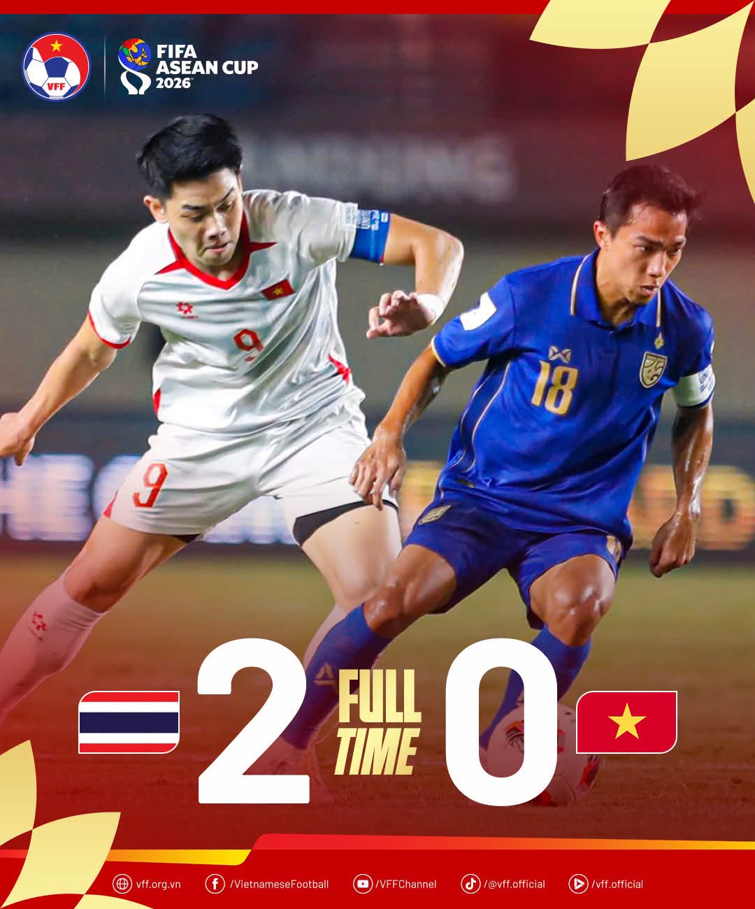 Thái Lan thắng Việt Nam 2-0: Khoảnh khắc đáng chú ý tại FIFA ASEAN Cup 2026