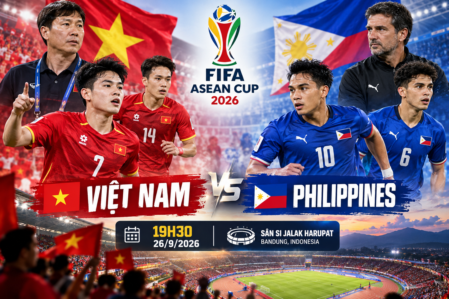 FIFA ASEAN Cup 2026: Việt Nam mở màn bằng cuộc đối đầu Philippines