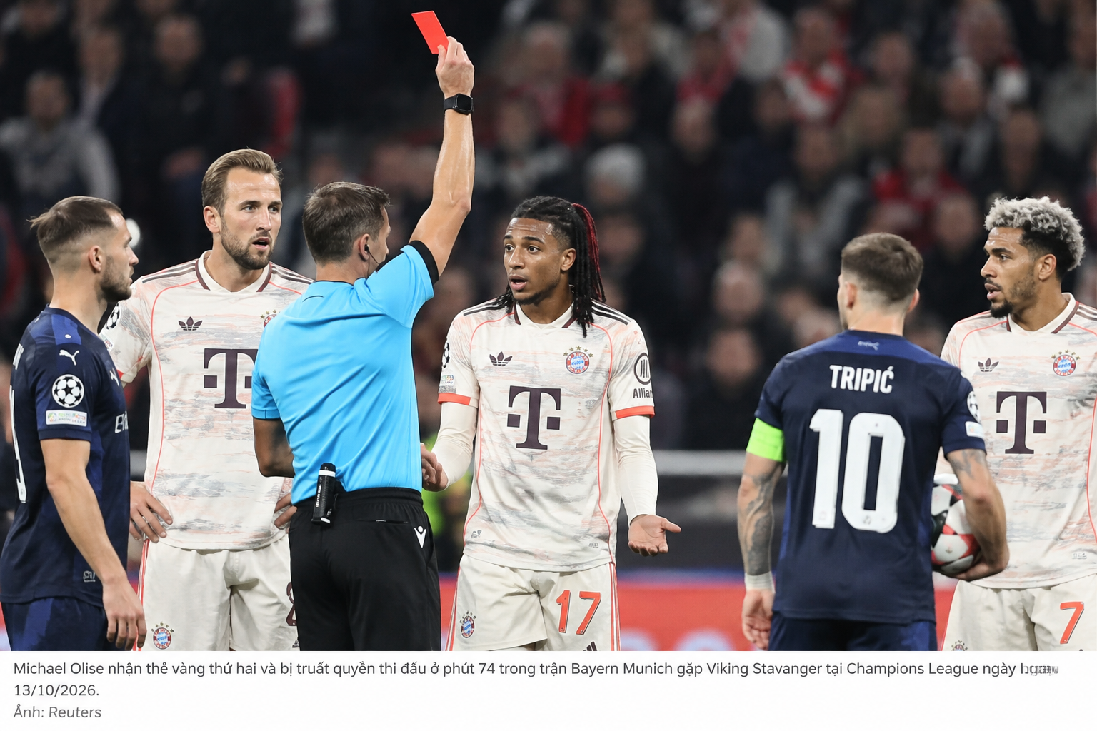 Michael Olise bị treo giò, Arsenal có lợi thế trước Bayern Munich